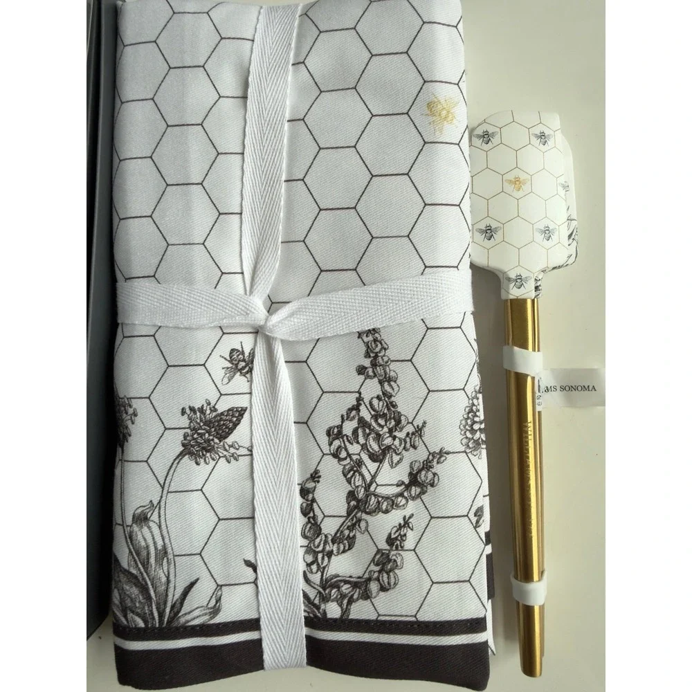 Williams Sonoma Bee Honeycomb 10 Pc Table Napkins Spatulas Set NWT Retail $167